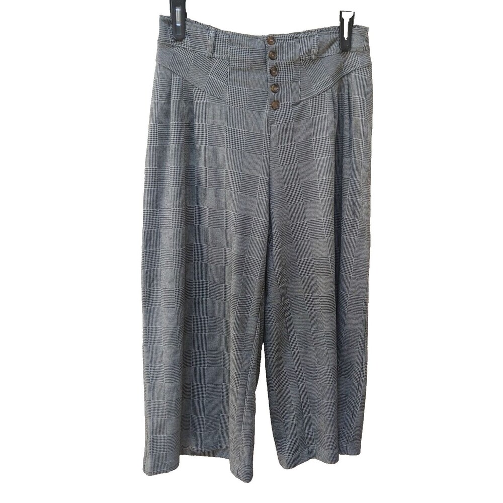 Maeve Anthropologie Womens Pants Large Gray Culottes Wide Leg Houndstooth Career